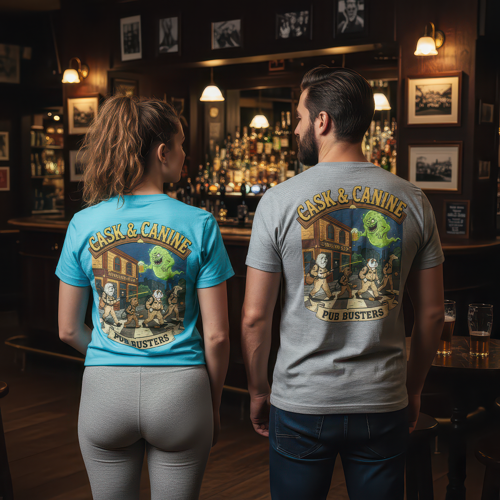 Unisex organic oversized high neck tee Cask & Canine Pub busters