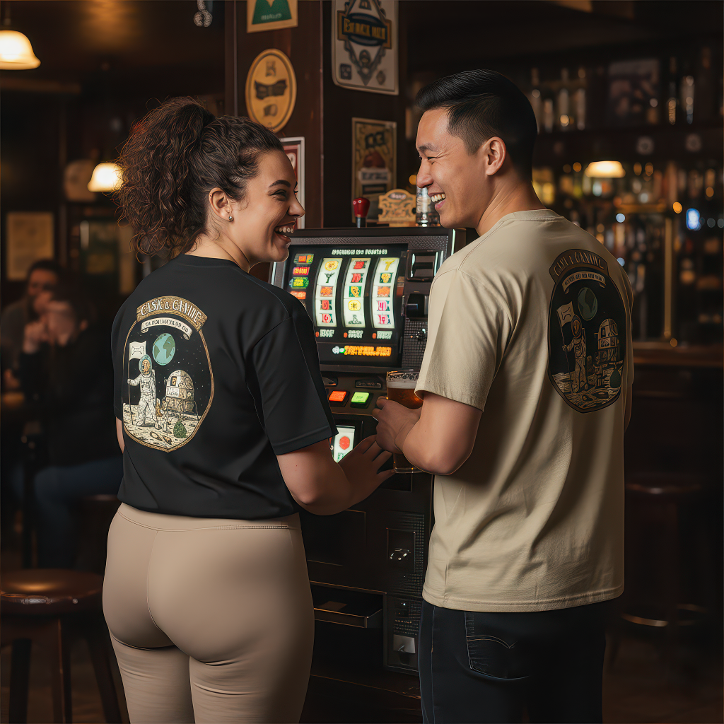 Unisex organic oversized high neck tee Cask & Canine moon