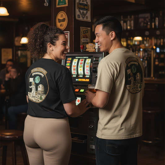 Unisex organic oversized high neck tee Cask & Canine moon